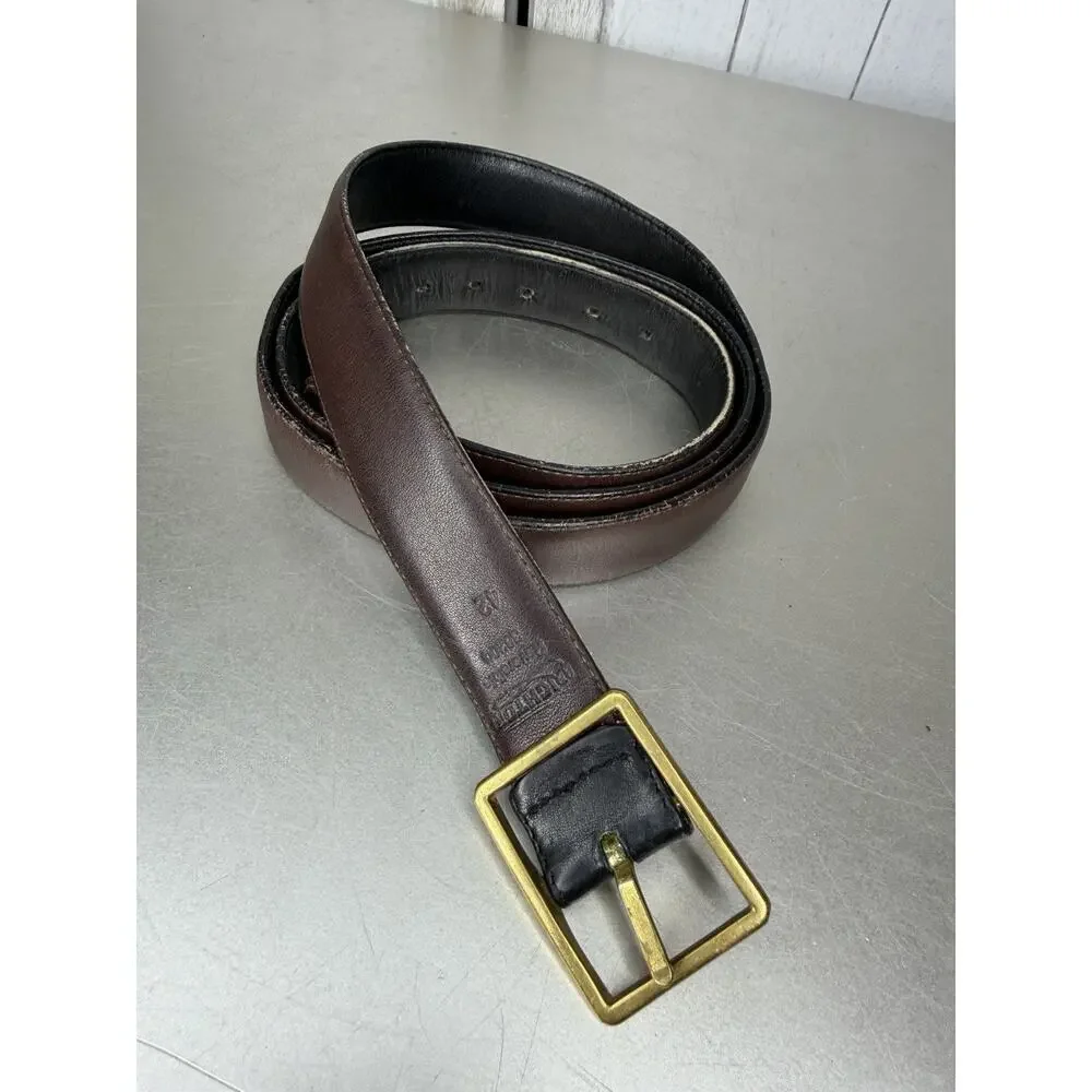 Vintage Brighton Women's Reversible Leather Belt Brown/Black Gold Buckle Sz 42